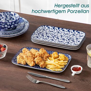 Набір тарілок Vancasso Selene для закусок, суші, десертів 22x13 см (4 шт) - Порцелянові прямокутні тарілки для подачі