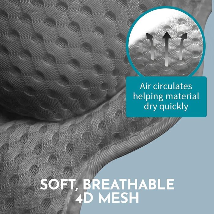 Подушка для ванни WONDERfoam з ергономічною підтримкою голови, шиї та спини, сірого кольору. Матеріал: піна пам'яті, антиковзаюча, машинне прання, дихаюча, швидковисихаюча.