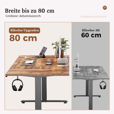 Регульований стіл Klicelor, електричний підйомний стіл, офісний стіл для комп'ютера з 2 функціями пам'яті, білий (колір Braun, розмір 120 x 80 см)