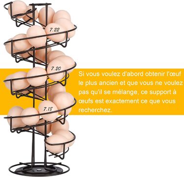 Дозатор яєць Toplife, спіральна конструкція для яєць, підставка для яєць місткістю близько 30-36 яєць, коричневого кольору