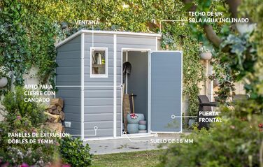Сарай садовий Keter Manor Pent 6x4 сірий, пластиковий, вологостійкий, 183.5x111x200.5 см
