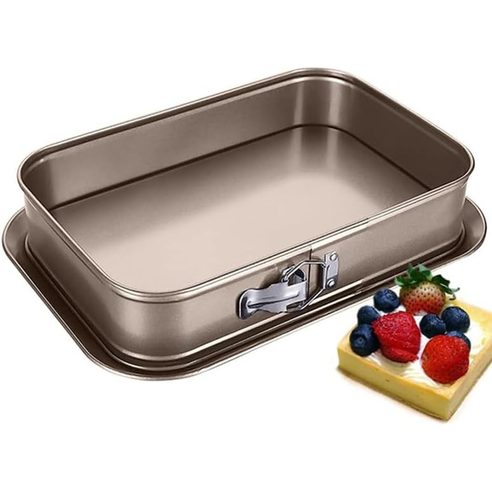 Форма для випічки Notcilgias прямокутна, роз'ємна, для чізкейку, тирамісу, антипригарне покриття, нержавіюча сталь (золото)