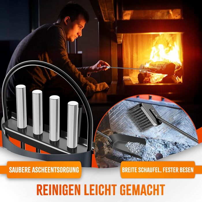 Набір для каміну KESSER® 5 предметів | Сучасний дизайн, з покриттям, з нержавіючої сталі, антрацит