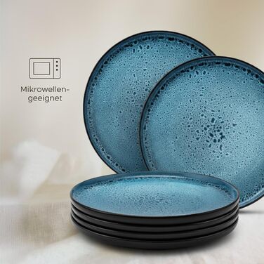 Набір посуду Twinzee Steingut 24 елементи для 6 осіб: тарілки та миски - серія Riviera (Азур, великі тарілки (x6))