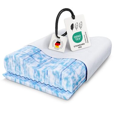 Ортопедична подушка для шиї OnlyDreams з гелевим шаром | Регульована висота + жорсткість | Чохол з алое вера | Підходить для сну на спині, животі та боці | Оeko-TEX (Преміум гель)