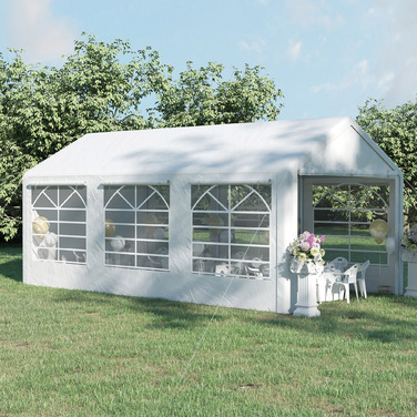 Outsunny Альтанка Marquee Garden Marquee Садова альтанка з 4 боковинами Вікно Поліестер+Метал Білий 3x6м | Аосом