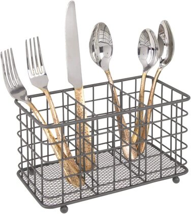 Тримач для столових приборів mDesign-декоративний кошик для столових приборів для кухні, їдальні, саду або органайзера для столових приборів для пікніка з металевого дроту