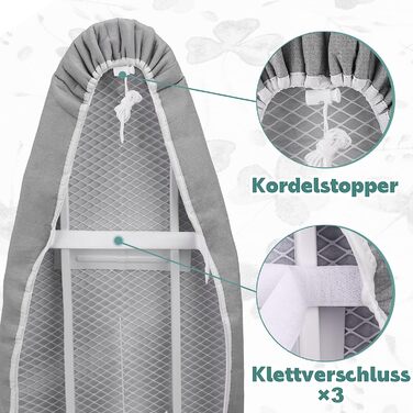 Новий преміум чохол для прасувальної дошки Quick & Easy, 38-45x120-125 см, сірий, M