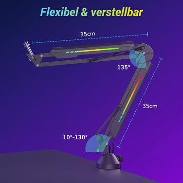 Мікрофон геймерський TONOR T90 з RGB підсвіткою та тримачем - професійний мікрофон для стрімінгу та ігор