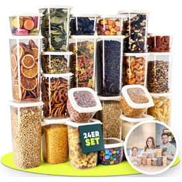 Контейнери для зберігання Uandu з кришкою, герметичні - набір 24 шт. | Органайзери для кухні | Без BPA | Для сухих продуктів