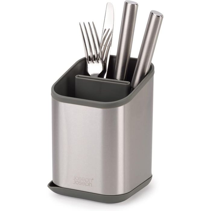 Підставка для столових приборів Joseph Joseph Duo для кухонної мийки з місцем для ножів, сіра (сталь)