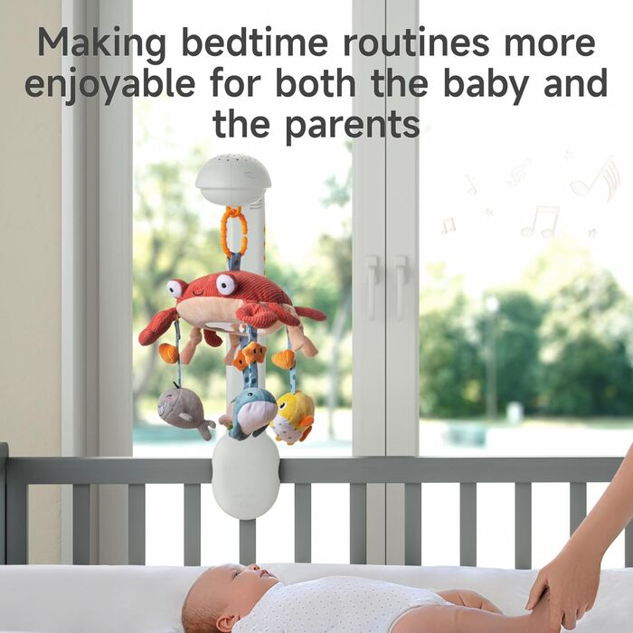Мобіль для дитячої кроватки TUMAMA: музика, нічник, м'які іграшки, для немовлят 0-9 місяців