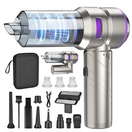 Бездротовий ручний автомобільний пилосос 4 в 1, потужність 18000Па, безщітковий мотор 200 000 об/хв, 3 рівні всмоктування для авто, дому та шерсті тварин, сріблястий