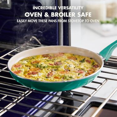 GreenPan Rio: Сковорода з керамічним покриттям та лопаткою, 20.3 см, антипригарна, без PFAS, для приготування сніданку, посудомийна, термостійка, блакитна