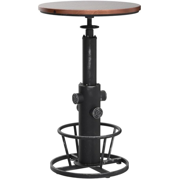 Столик барний вінтажний в індустріальному стилі, дизайн як пожежний гідрант, на 2-3 особи, регулювання висоти 98-112,8 см (срібляний)