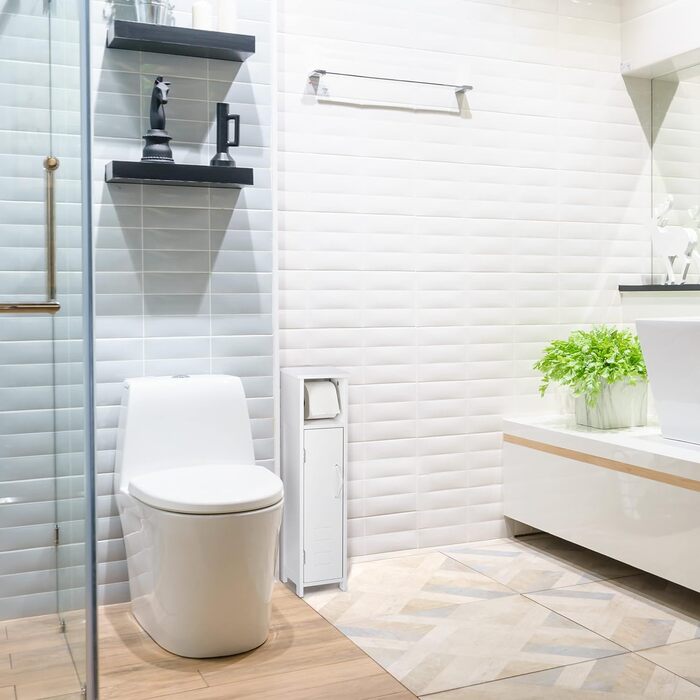 Тримач для туалетного паперу стоячий, полиця для ванної кімнати HWD 718x20 см, мотузкова ручка, шафа для туалетного паперу, МДФ, білий