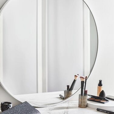 Круглий настінний дзеркало GOLD&CHROME: великий, 50x50 см, з гарантією 2 роки. Ідеально для ванної кімнати та макіяжу. Алюмінієвий, декоративний, великий дзеркало для ванної кімнати.