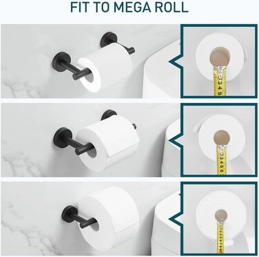 Тримач для туалетного паперу POKIM настінний для ванної кімнати відмінний тримач для рулонів серветок з нержавіючої сталі SUS 304 для рулонів Mega Jumbo, гнучкий поворотний тримач для туалетної кімнати, великий тримач TP (матовий чорний)