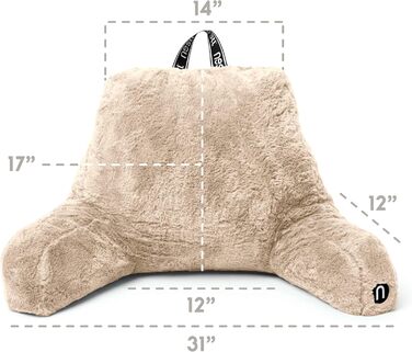 Подушка для читання Nestlé Pelz, стильна спинка для сидіння в ліжку, штучне хутро, крісло-подушка з підлокітниками, подушка для читання в ліжку, для дорослих та дітей, спинка для відпочинку в ліжку, салатовий колір (стандарт, льон)