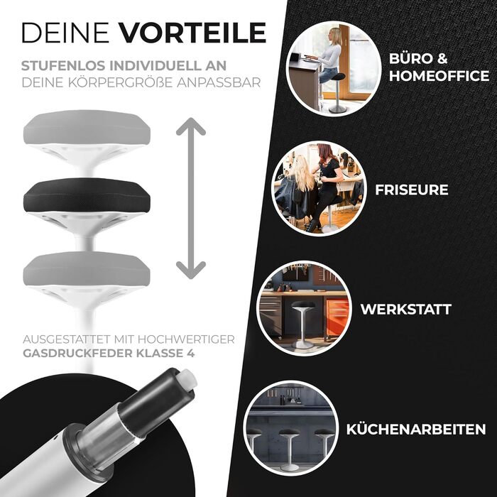 Офісний стілець SMART-Sitzen з ефектом свингу, регульована висота, чорний. Ергономічний стілець для дому та офісу, обертовий, нековзний.