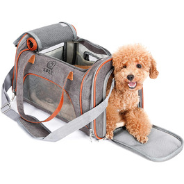 Сумка для перенесення PETTOM для котів і собак зі знімною пластиною та килимком, сумка для перенесення з лляної сітки 5, схвалена авіакомпанією для подорожей та повсякденного використання (темно-сірий)