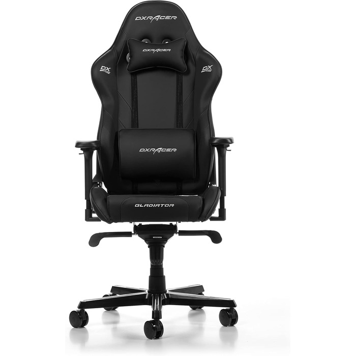 Ігрове крісло DXRacer Gladiator G001, Штучна шкіра, Чорне, до 200 см