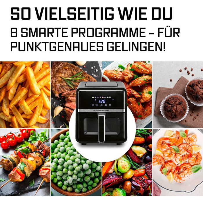 Фритюрниця повітряна GOURMETmaxx з 2 камерами, 10л, вертикальна, з сенсорним дисплеєм