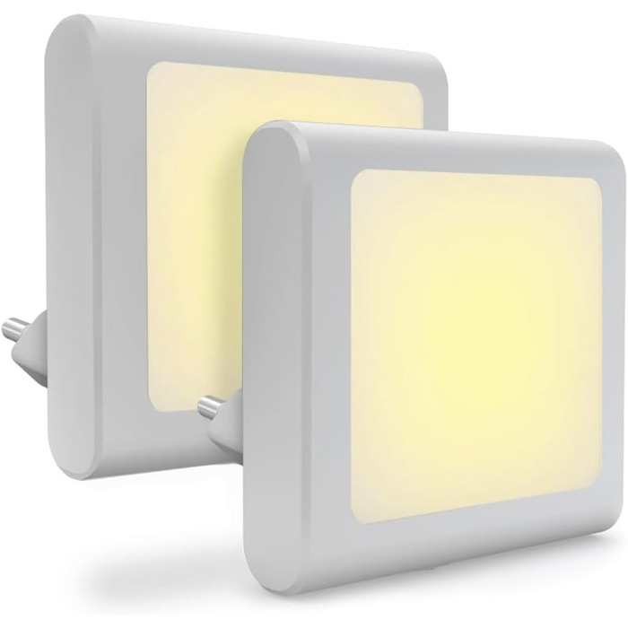 Нічник у розетку з датчиком сутінків, 【2 шт】 Регульована яскравість для дитячої кімнати, спальні, кухні, коридору, сходи, гаража, 2700K тепле біле світло