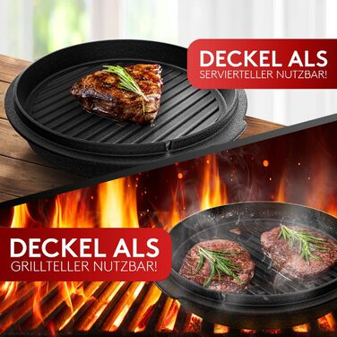 Набір чавунного казана BBQ Dutch Oven [Das Original] на 10,8 л з підставкою та кришкою-гриль на 2,2 л, підйомником та e-book