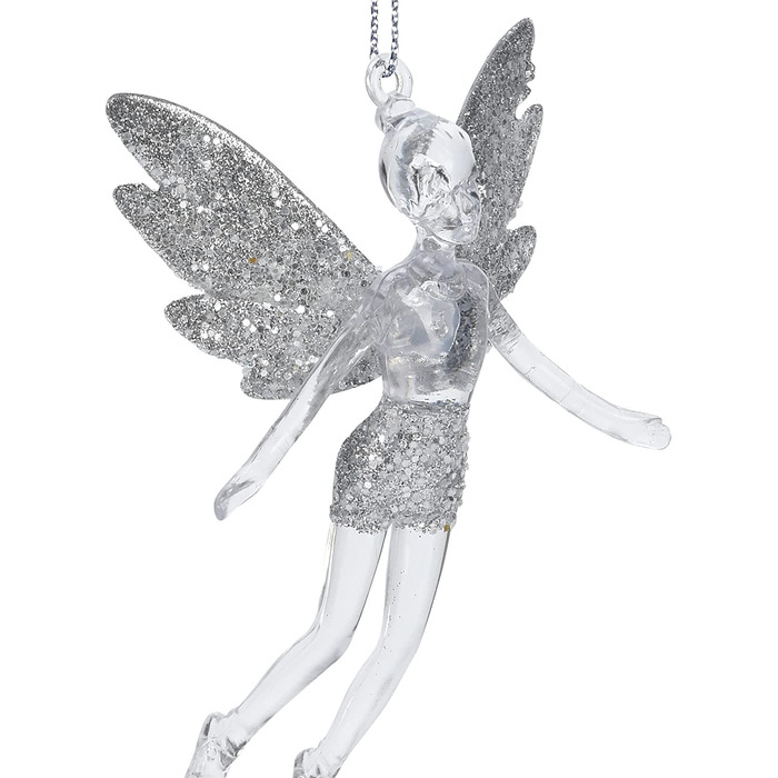Балерина-танцівниця в якості ялинкових прикрас-танцівниця в якості різдвяного прикраси-блискучі підвіски на Різдво вибір варіюється (фея сріблястого кольору), 2 шт.