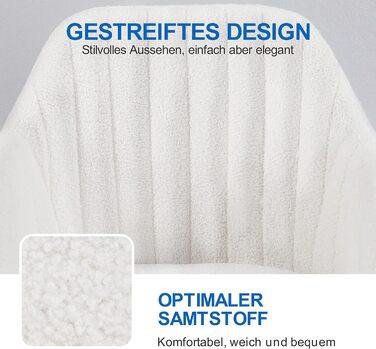 Крісло Yaheetech для дому та офісу: регульоване, обшите велюром, до 136 кг, колір слонова кістка