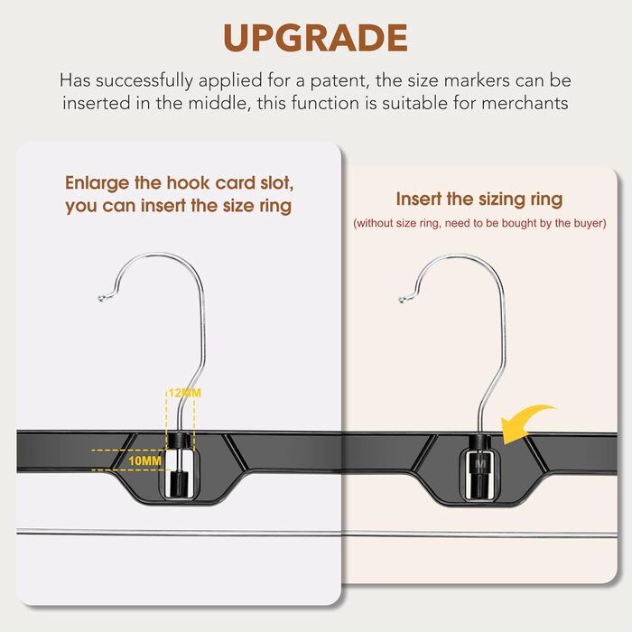 Кліпси для штанів House Day, 12 шт, 35 см, пластикові вішалки для штанів, спідниць, джинсів, шортів та легінсів, з обертовим гачком 360°