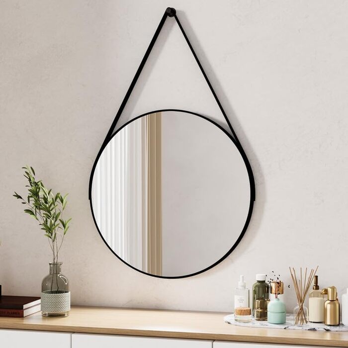 Дзеркало Boromal Spiegel Schwarz 100x60 см прямокутне з металевим каркасом. Чорний настінний дзеркало для ванної кімнати, туалетного приміщення, спальні.