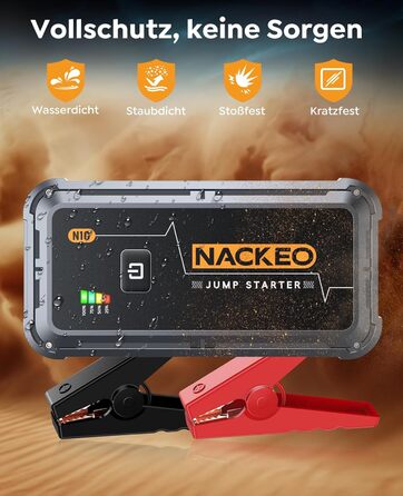 Powerbank для авто 12V Starthilfe 5000A: Зарядний пристрій для автомобіля, SUV, мотоцикла, газонокосарки з LED-ліхтарем