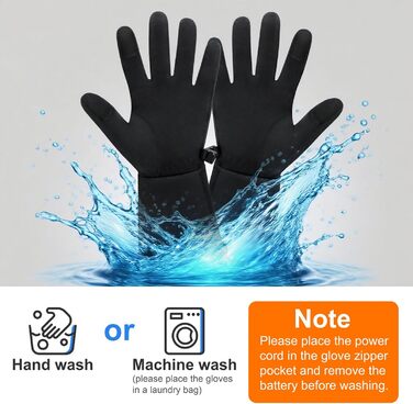 Електричні гріючі рукавички для жінок та чоловіків, USB, 3 режими нагріву, сенсорний екран, водонепроникні, чорні (XL/XXL)
