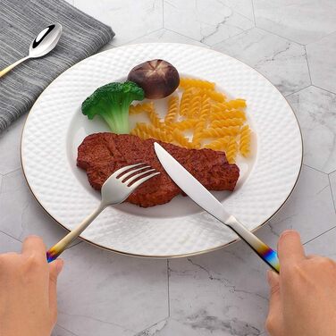 Ніжний набір столових приборів з нержавіючої сталі, 16 предметів, кольоровий ручка, для 4 осіб, екологічний посуд для вечірок, пікніків, кемпінгу та подорожей, придатний для миття в посудомийній машині