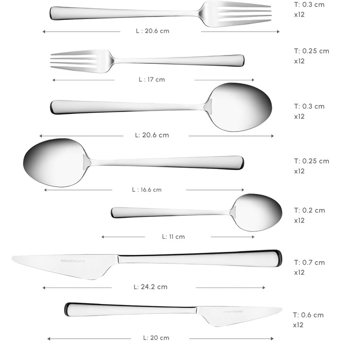 Набір столових приборів Karaca Elegance Serena, 84 шт., нержавіюча сталь, для мийки посуду
