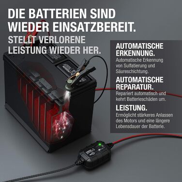 NOCO Genius 5: Інтелектуальне зарядне пристрій для акумуляторів 5A 6V/12V – Автоматичний зарядний пристрій, десульфатор з захистом від перезаряду та температурною компенсацією – Для свинцево-кислотних та літієвих акумуляторів