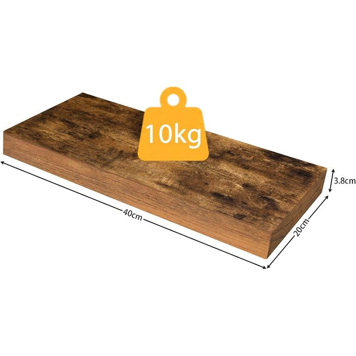 Полиця настінна HOOBRO 2 шт, плаваюча, 60x20x3.8 см, темно-коричнева. Настінні полиці для ванної, спальні, кухні, офісу, вітальні