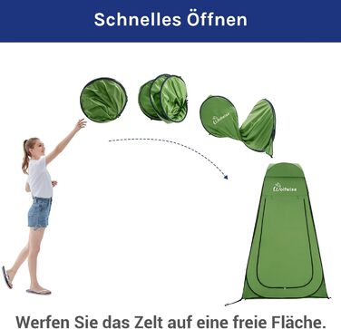 Намет для душу WolfWise з кишенькою, 190 см, для кемпінгу та пляжу, водонепроникний, з UV-захистом 50+