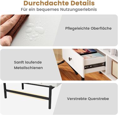 Підставка для програвача COSTWAY з місцем для зберігання вінілових платівок, білий колір, 70 x 36 x 80 см