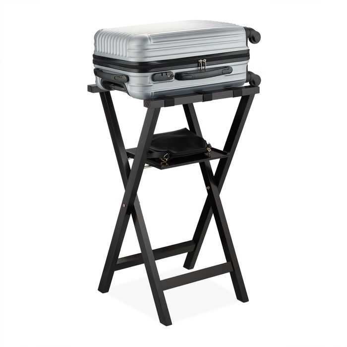 Підставка для валізи Relaxdays чорного кольору з полицею