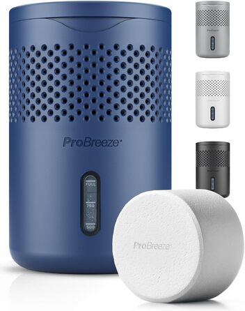Pro Breeze Osmo: Безшумний та перезаповнюваний осушувач повітря для дому, спальні, шафи, авто. Таблетка 700г (до 100 днів). Колір: Marineblau (Морський синій)
