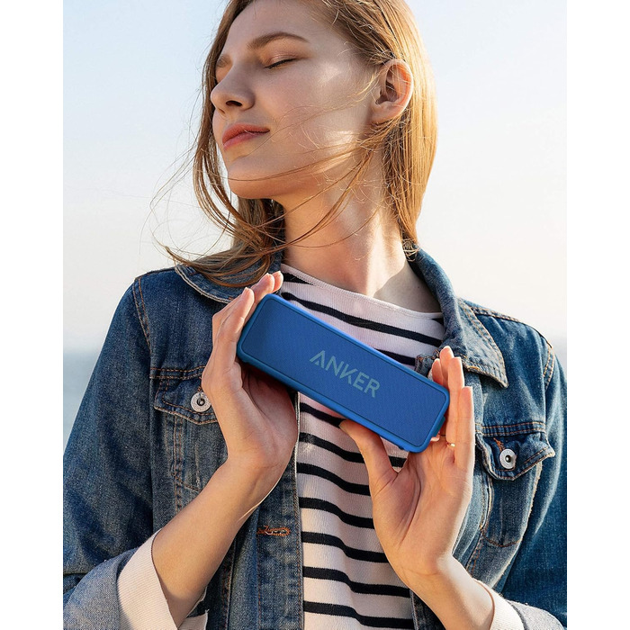 Портативна Bluetooth колонка Anker SoundCore 2, блакитна: потужний звук, глибокий бас, 24 год роботи, водонепроникність IPX7, сумісна з iPhone, Galaxy та іншими пристроями
