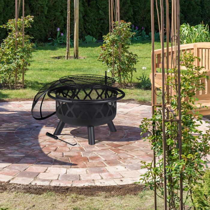 Вогнище Relaxdays з грилем та захистом від іскор