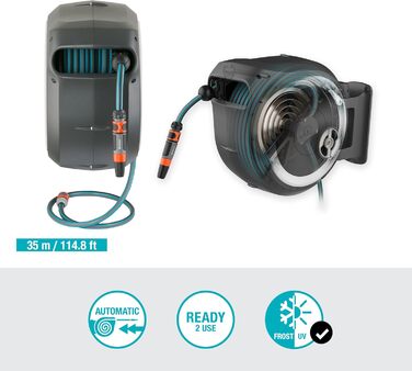 Набір для поливу Gardena RollUp XL (блакитний) 35 м: гнучкий шланг для великих садів, поворотна бокс, з 35 м шлангом Gardena та монтажним комплектом (18630-20)