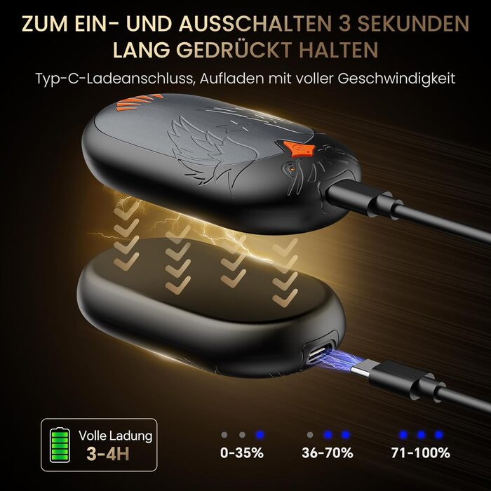 Електричні грілки для рук 2 шт. - USB, 3 режими нагріву, 24 години тепла, для активного відпочинку взимку (сірий)