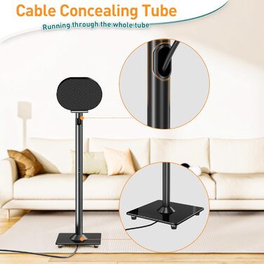 Підставка для колонки Sonos Era 300 ELIVED, підлоговий стійка зі скляною основою, висота 80.7 см, чорна, 1 пара (EV5026)