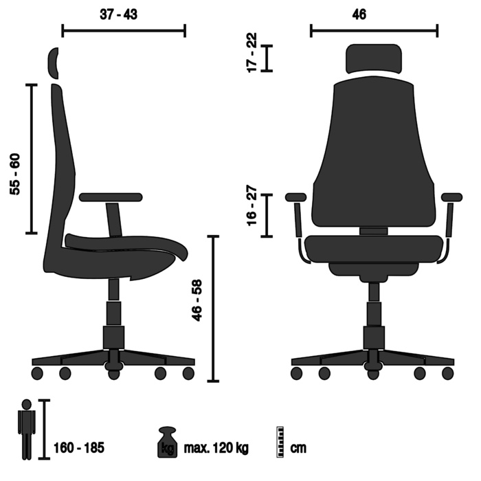 Офісне крісло / Крісло керівника ERGOHUMAN ULTRA GEN2 Mesh Black hjh OFFICE