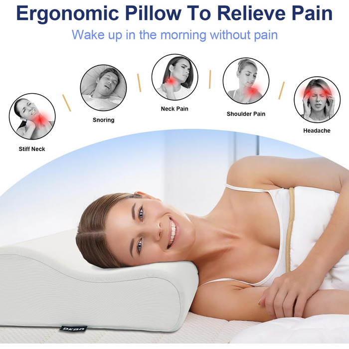 Ортопедична подушка для сну Memory Foam з чохлом (охолоджуючий шовк), 54*34*9/12 см, сіра